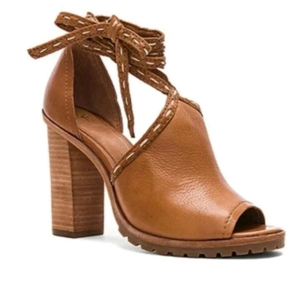 Frye Suzie Pickstitch Leather Bootie Block Heels Women's Size 8.5